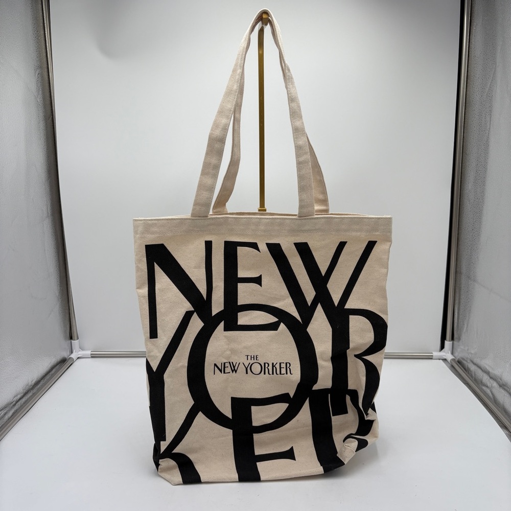 The New Yorker Bag Tote Shoulder Canvas Cotton Magazine Reusable Beige Iconic